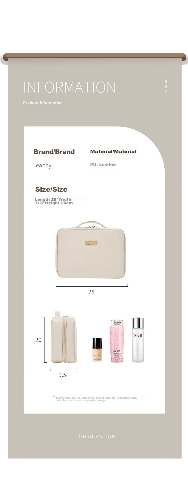 EACHY Travel Toiletry Bag, Portable Transparent Waterproof Large Capacity Dry And Wet Separation Cosmetic Organizer Bag for Business Trips, White 9