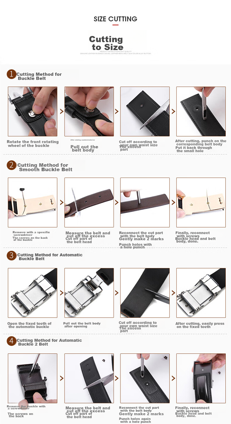 ELLE HOMME Men's Leather Belt with Pin Buckle, Top-Grain Cowhide Casual Trouser Belt for Men, Birthday Gift for Boyfriend 12