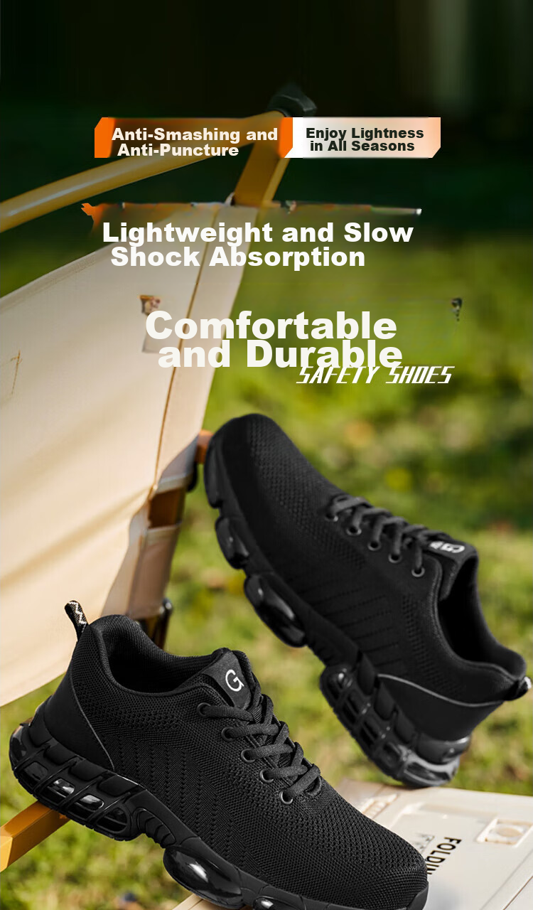 Jingtu Safety Shoes for Men with Steel Toe Cap, Puncture-Resistant, Wear-Resistant, Durable Construction Site Work Boots 3033 Size 42 1