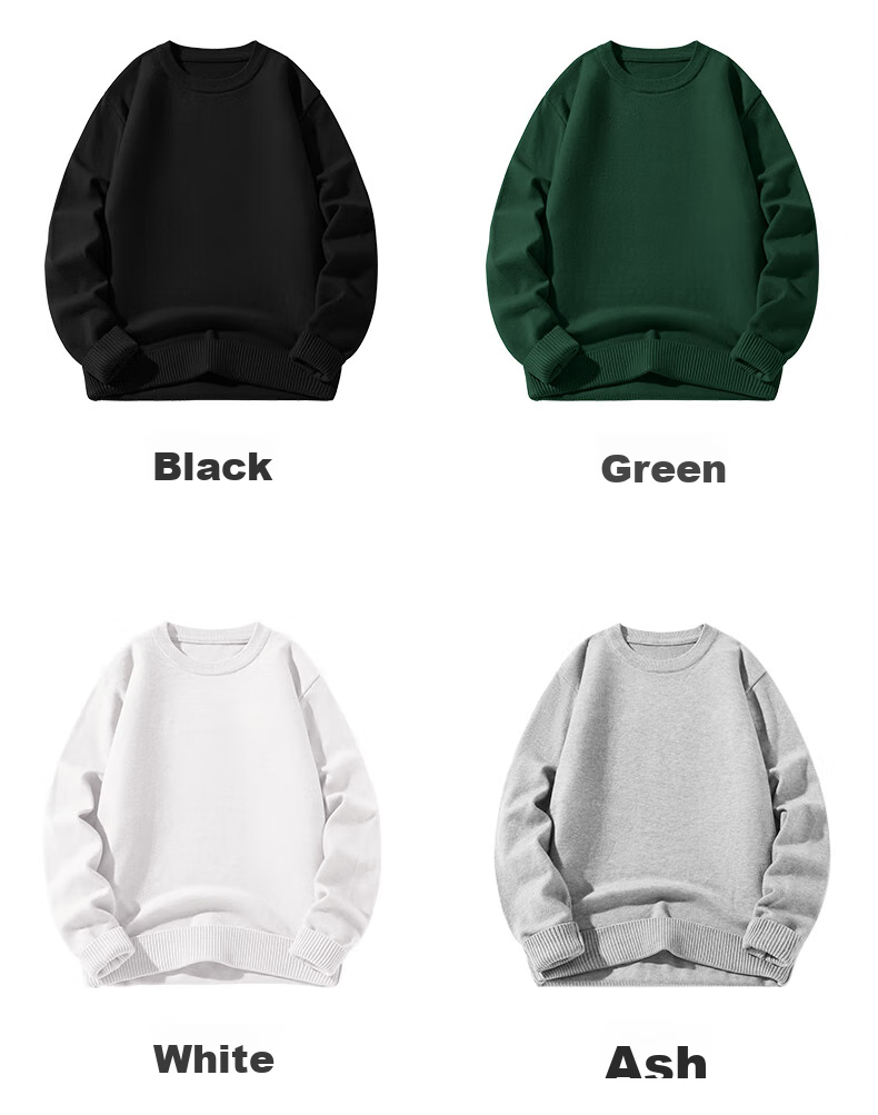 Warrior Round Neck Sweater for Men, Autumn And Winter Solid Color Warm Heavy Knit Pullover, Thick Inner Layer Base Shirt YD 9