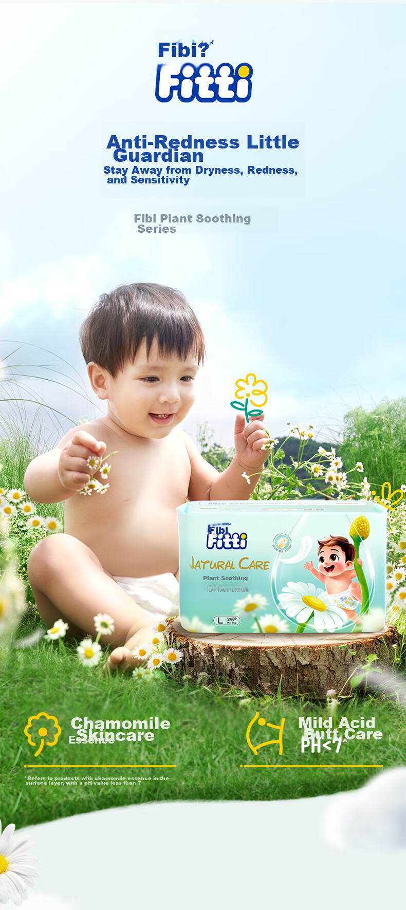 Fitti Plant-Based Comfort Baby Play Pants XL32 Pieces, Pull-Up Diapers for Infants, Ultra-Thin And Breathable 1