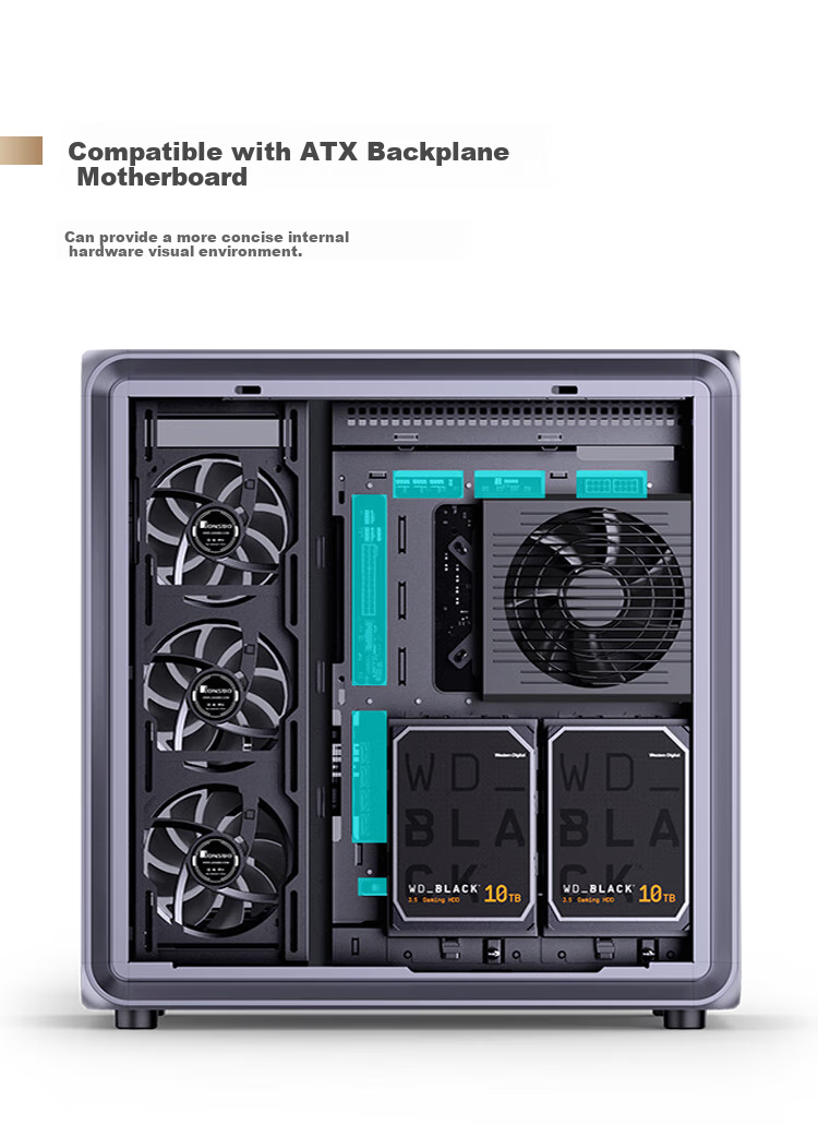 JONSBO BO400 ATX Aluminum Seaside Case (E-Sports Gaming, 360mm Water Cooling, 5V ARGB Lighting Effects, 10 Fan Positions, Aluminum Alloy GPU Bracket, ATX Power Supply Position) 8
