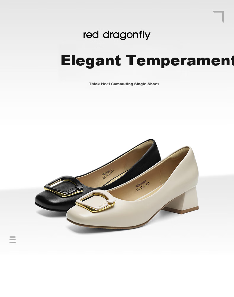 RED DRAGONFLY Chunky Heel Pumps for Women, Spring And Autumn Women's Shoes, French Elegant High Heels, Commuter Leather Shoes WFB15027 Beige 40 1