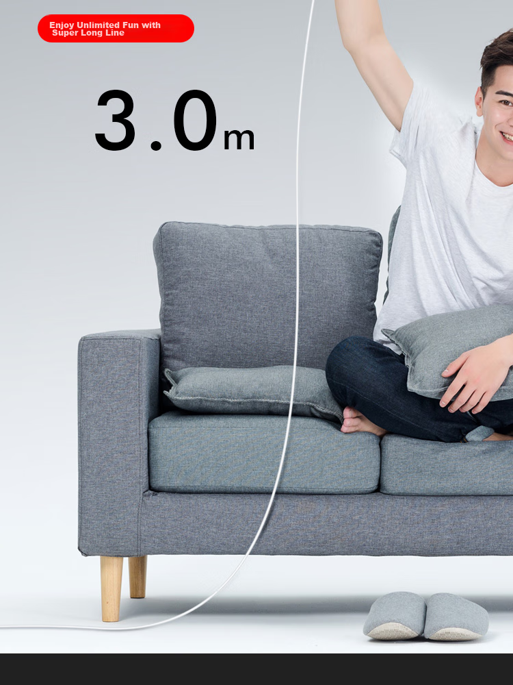 ESCASE Type-C Data Cable, 3 Meters Long, Fast Charging Extension, 2.1A Charger Cable, Suitable for Tablets, Fast Charging for Honor X60, Huawei Nova 13, Redmi Note 14 Pro, Anti-Interference Ci9 White 5