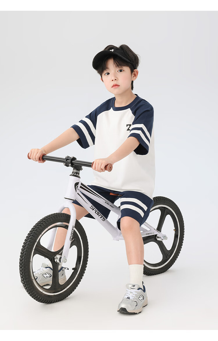 Zuoxi Boys' Summer Outfit Set, Children's Sports Short-Sleeve Pure Cotton Summer 2026 New Style Two-Piece Set for Boys, White, Size 170 13