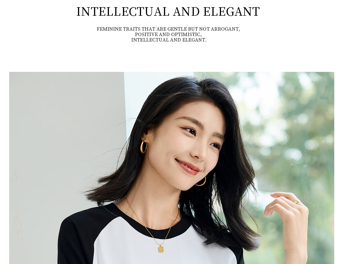 Chushen Spring And Autumn Long-Sleeve T-Shirt for Women, Wilderness Maillard Round Neck Contrasting Color Splicing Simple Loose Base Shirt S143T2022 34