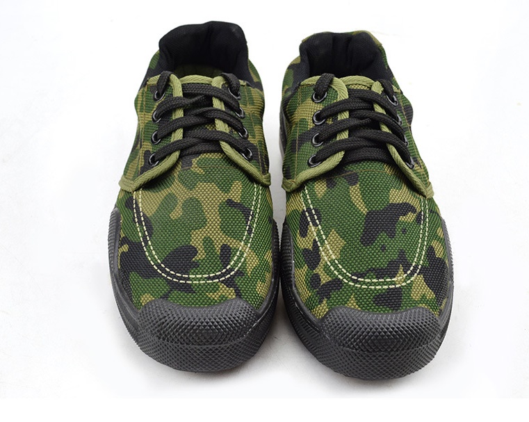 Laobaojia Camouflage Liberation Shoes Military Training Low-top Work Shoes Outdoor Construction Anti-slip Labor Protection Rubber Shoes Unisex Black Size 38 19