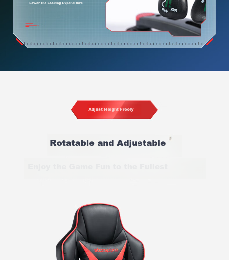 Starspace Gaming Chair, Computer Chair, Office Chair, Ergonomic Chair, Home Reclining Executive Chair, Model 92197H 36