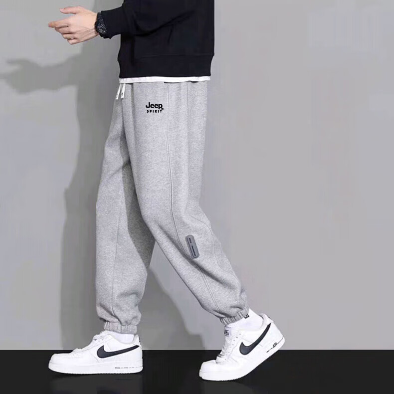 JEEP SPIRIT Men's Sweatpants, Summer Loose-Fit Joggers, Casual Pants, Versatile Comfortable Trousers, Black, XL 4