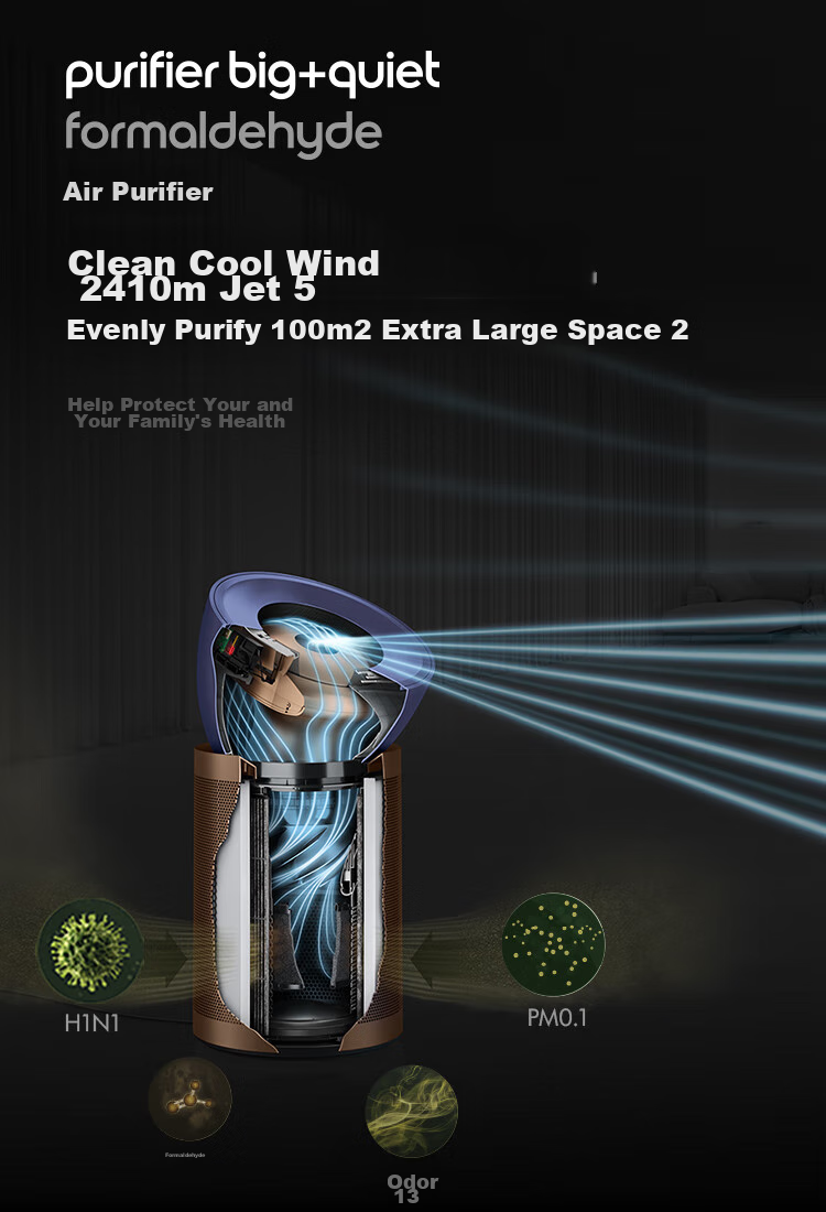 DYSON BP04 Air Purifier Removes Viruses, Large Area Cleans Allergens And Formaldehyde, Eliminates PM2.5 Pet Hair, Medical Grade, Pet-Friendly Certified, Blue-Gold Color 2