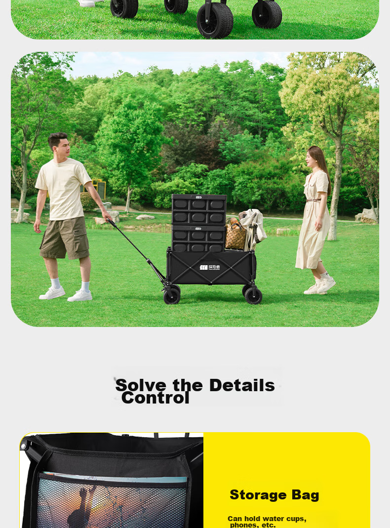 TAN XIAN ZHE Camping Cart Trolley Campsite Cart for Vendors, Kids, Grocery Shopping, And Pet Supplies 19