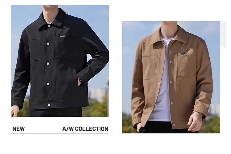 Pierre Cardin Men's Jacket Spring Autumn Winter Trendy Loose Workwear Casual Top Black XL 4