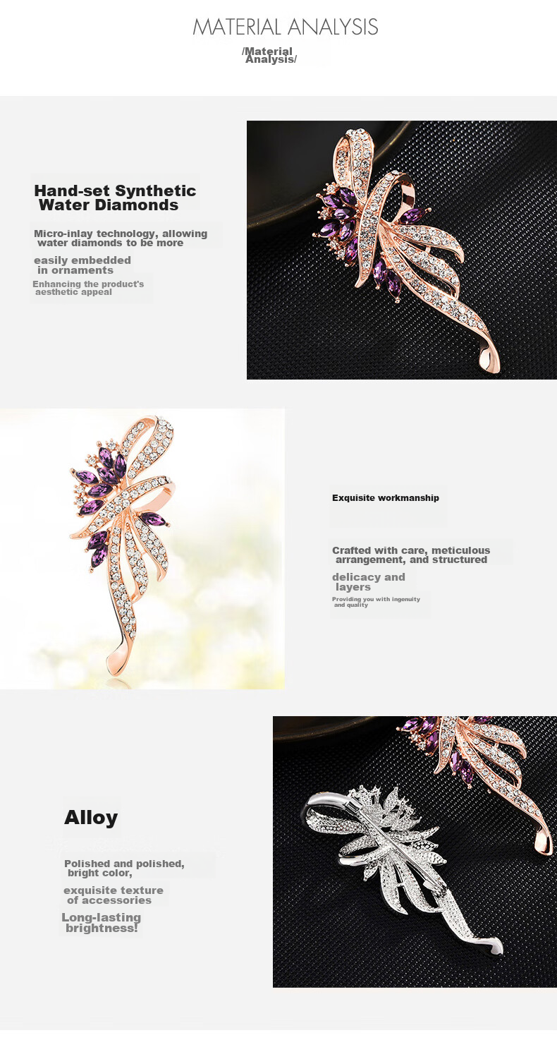 Dijing Chest Pin for Women, Luxury Brooch, Suit Pin, High-End Blazer Pin, Anti-Exposure Accessory, Elegant Clothing Ornament 9