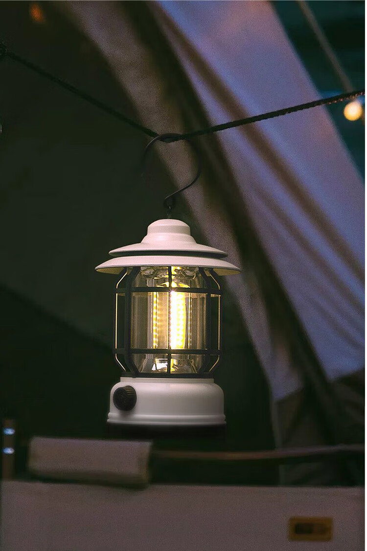 Lewang Retro Camping Light, Outdoor Tent Lamp, Home Emergency Lantern, Multi-Functional Handheld Vintage Lantern, Cream White 12