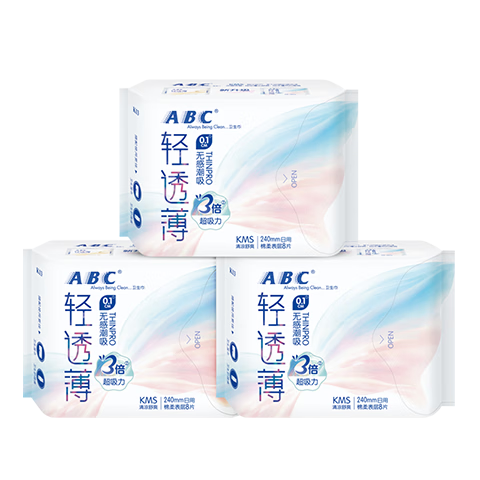 ABC KMS Light And Thin Healthy Formula Ultra-Thin Comfort Daytime Sanitary Napkin Set Sold by JD 240mm*24 Pieces