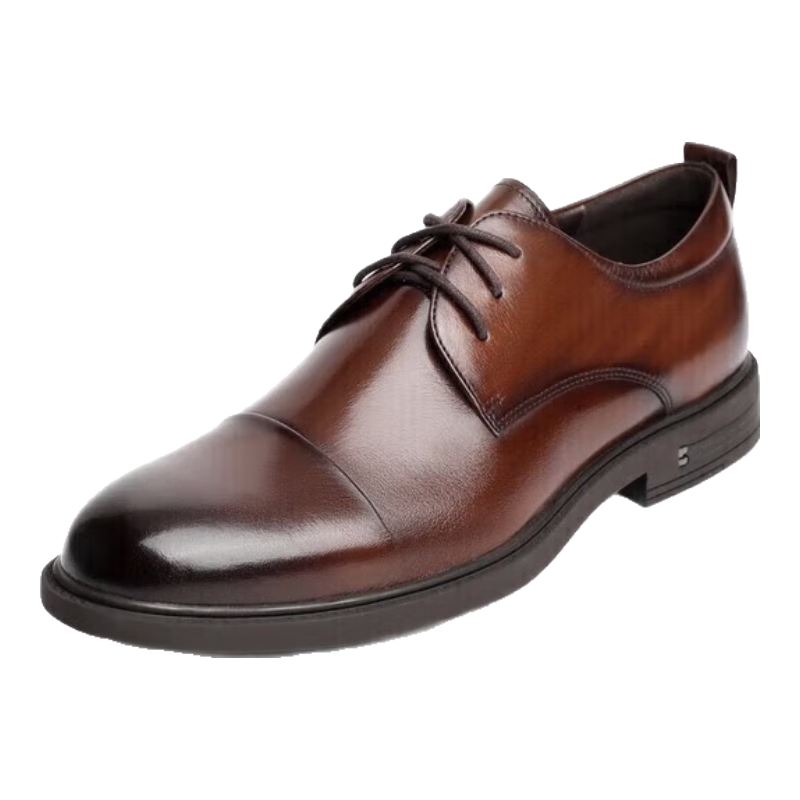 Belle Men's Shoes, Same Style As in Department Stores, Cowhide Wedding Shoes, Office Commute Business Formal Leather Shoes B3G25, Brown, Size 41