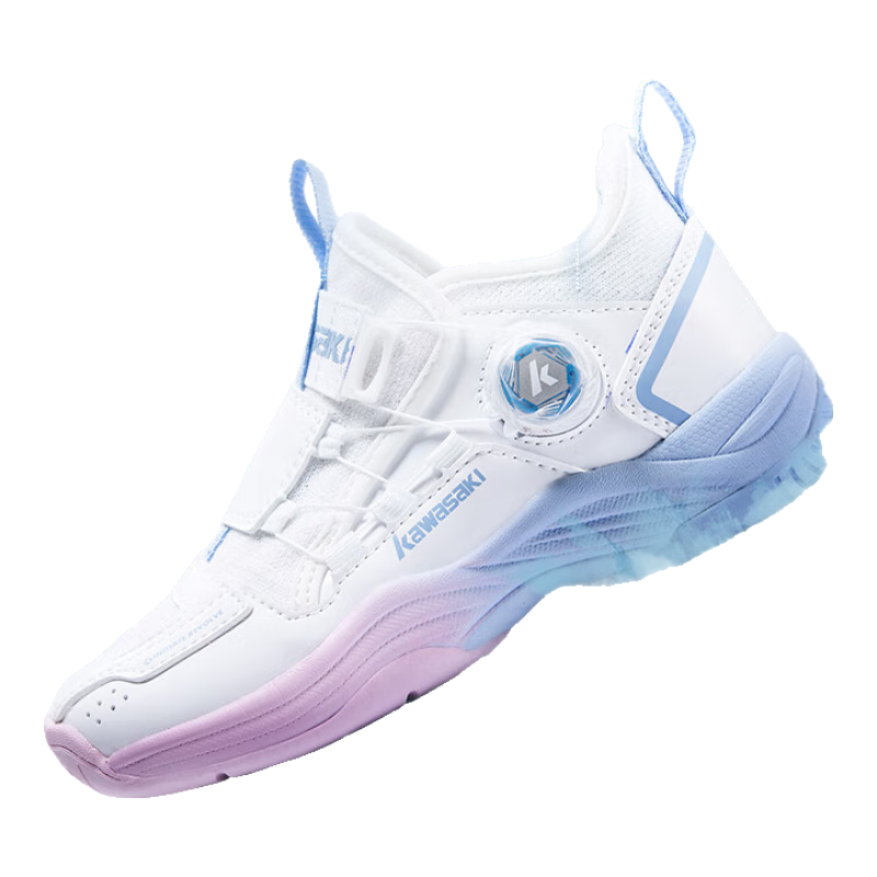 KAWASAKI Children's Badminton Shoes Chuanzhe 2.0 Wear-Resistant Unisex Sports Shoes B4412 White And Blue Size 32