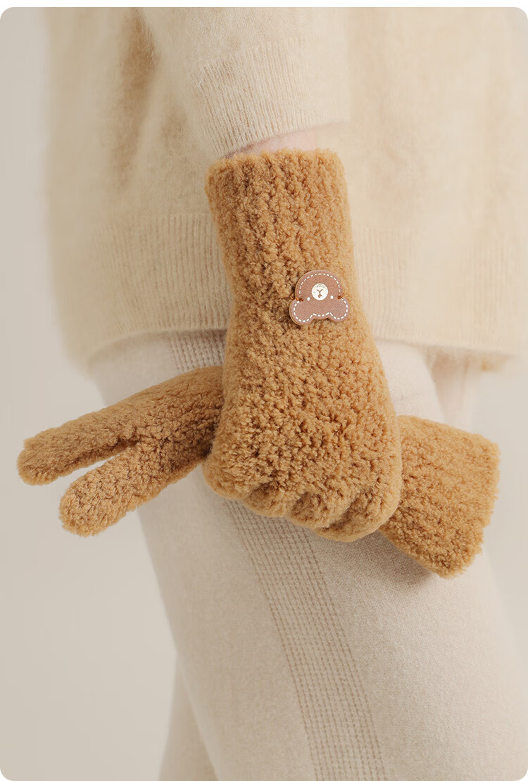 JIUMU Tuscany Wool Warm Gloves for Women, Winter Thickened Cold-Proof Knitted Woolen Gloves 15