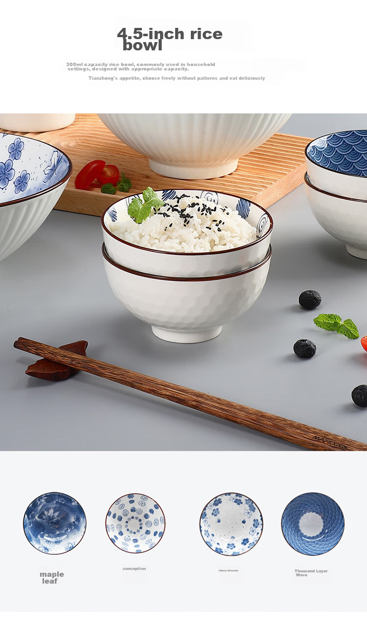 MAXCOOK Ceramic Bowl with Lid Japanese Style Soup Noodle Rice Bowl MCFT3899 10