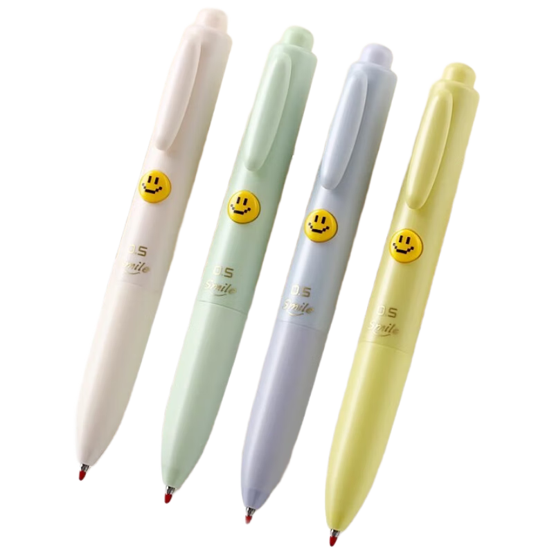 M&G Stationery Retractable Gel Pen for Students, 0.5mm Black Ink Signing Pen, Smiley Chubby Pen with Bullet Tip for Exams, High-Quality Water-Based Pen, Black, 4 Pens/Box
