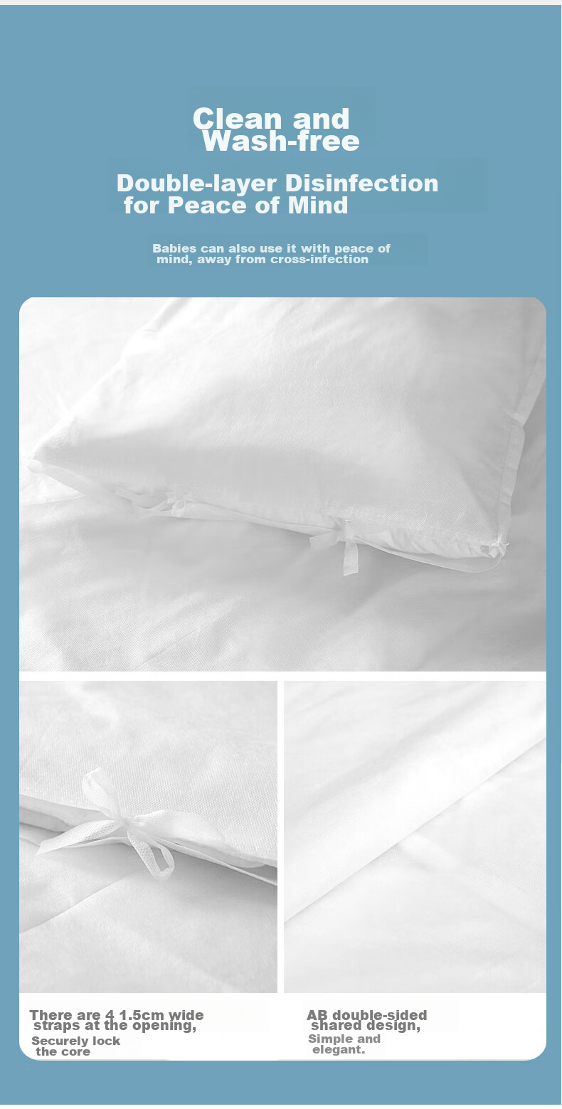 Koudailvxing Disposable Bed Sheet, Duvet Cover, Pillowcase, Thickened, for Business Trips, Travel, Portable, Hotel Supplies, Single Person Three-Piece Set 8