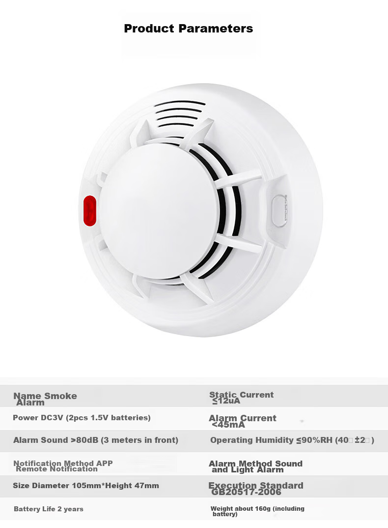 LFang PS-819D WIFI Smoke Alarm, 3C Certified Fire Detector for Home Use, Remote Mobile Phone Notification, Smoke Sensor 16