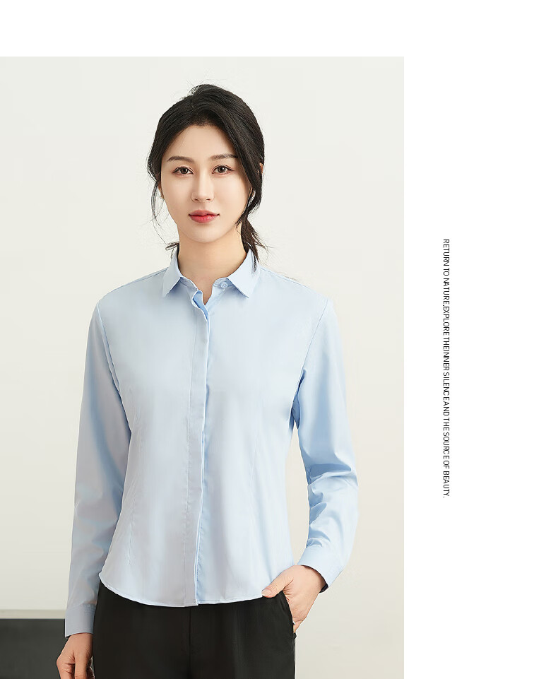 ROMON Long-Sleeve Shirt for Women, Business Casual Professional Formal Wear, Slim-Fit Slimming Work Uniform, Commuter White Blouse Women's Top 12