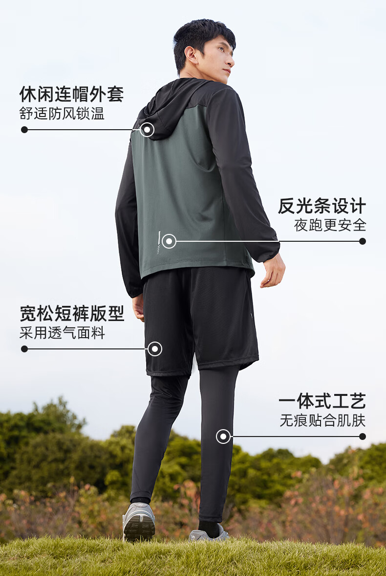 CAMEL Men's Sports Workout Set, Five-Piece New Long Sleeve And Pants Quick-Dry Running Basketball Training Sportswear 10