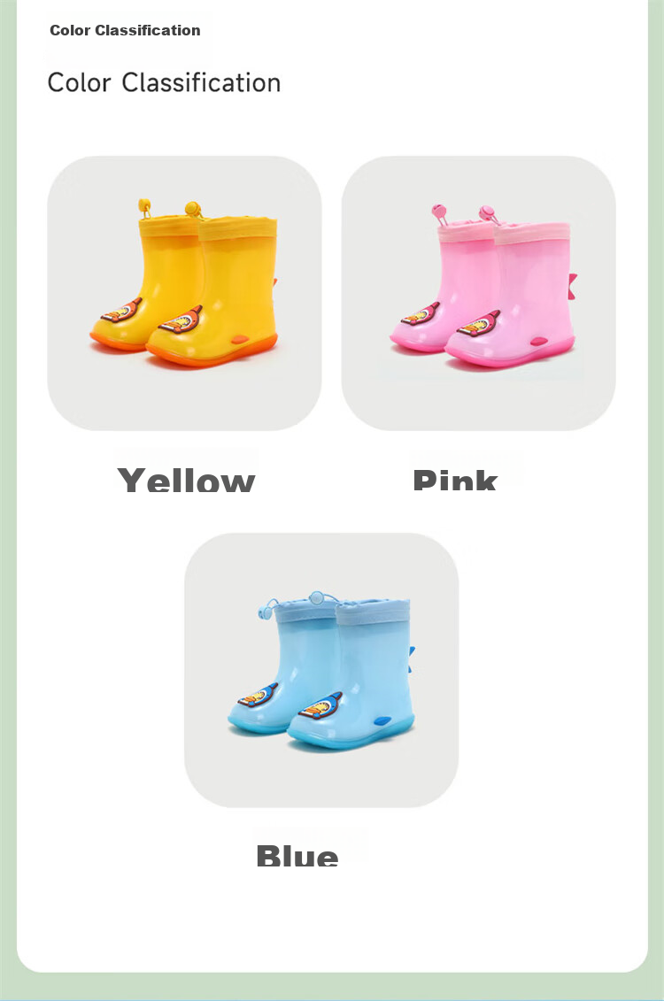 B.Duck Children's Soft-Soled All-Season Rain Boots, Cute Cartoon Design for Boys And Girls, Model 0902, Pink, Size 22 6