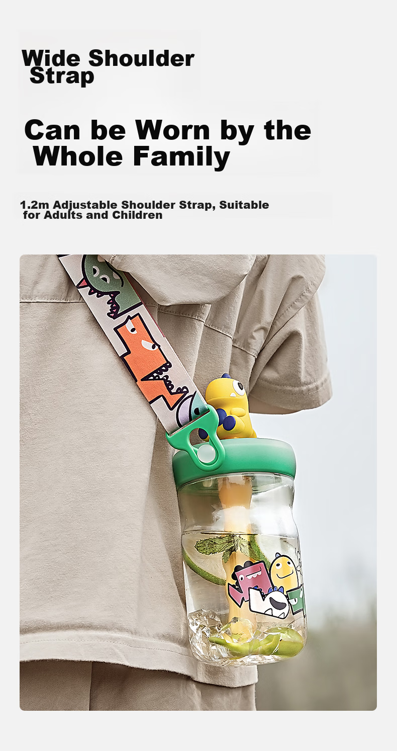 Babycare Dinosaur Straw Water Bottle for Children, Direct Drinking Cup for Toddlers, Kindergarten And Elementary School Water Bottle for School, Outdoor Sports Pink 7