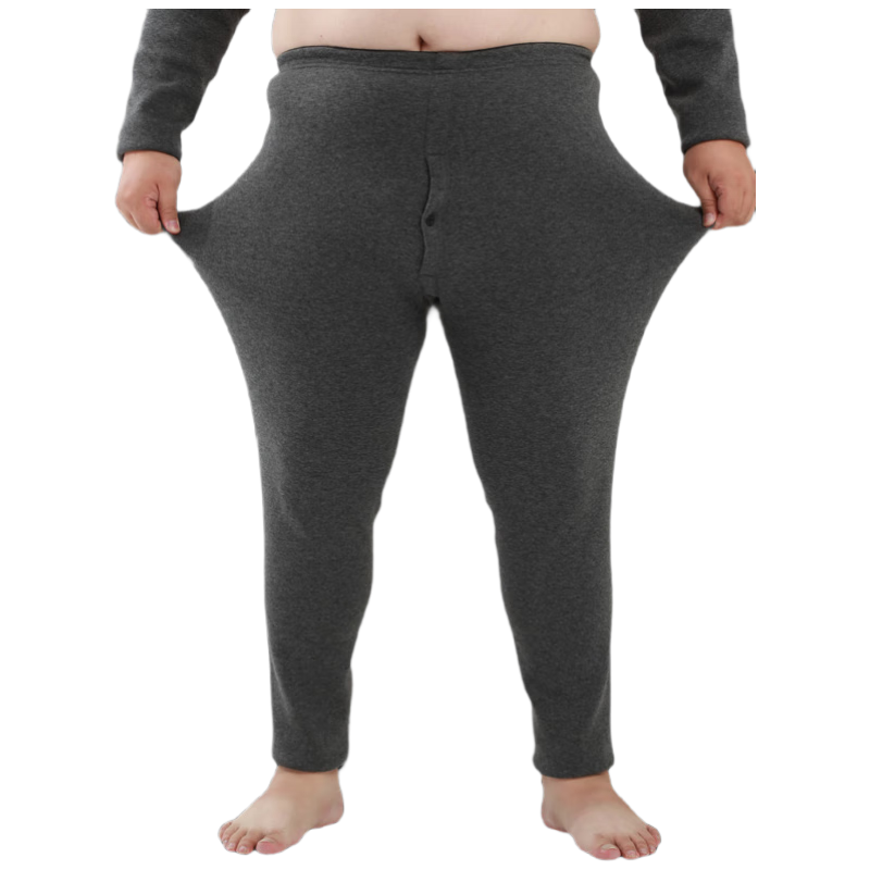 Hengyuanxiang Plus Size Thermal Pants Men Fleece Thickened Knee Protection Comfortable Loose Fit Base Layer Trousers Autumn Winter