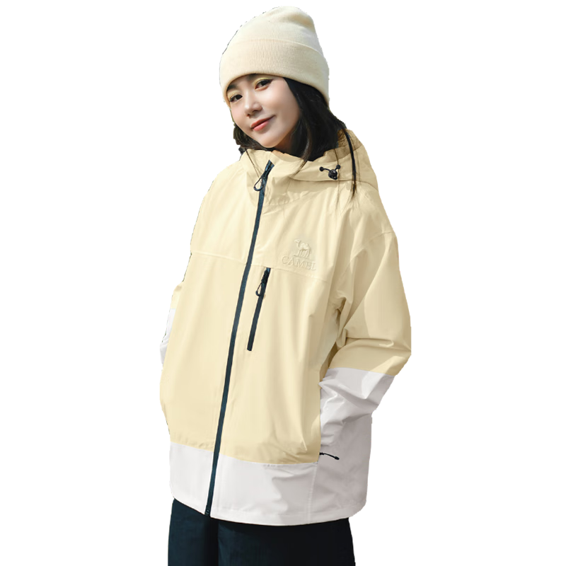 CAMEL [Iwano] Triple-Protection Hardshell Jacket for Men And Women, Color-Block Outdoor Windproof Waterproof Mountaineering Coat 5781
