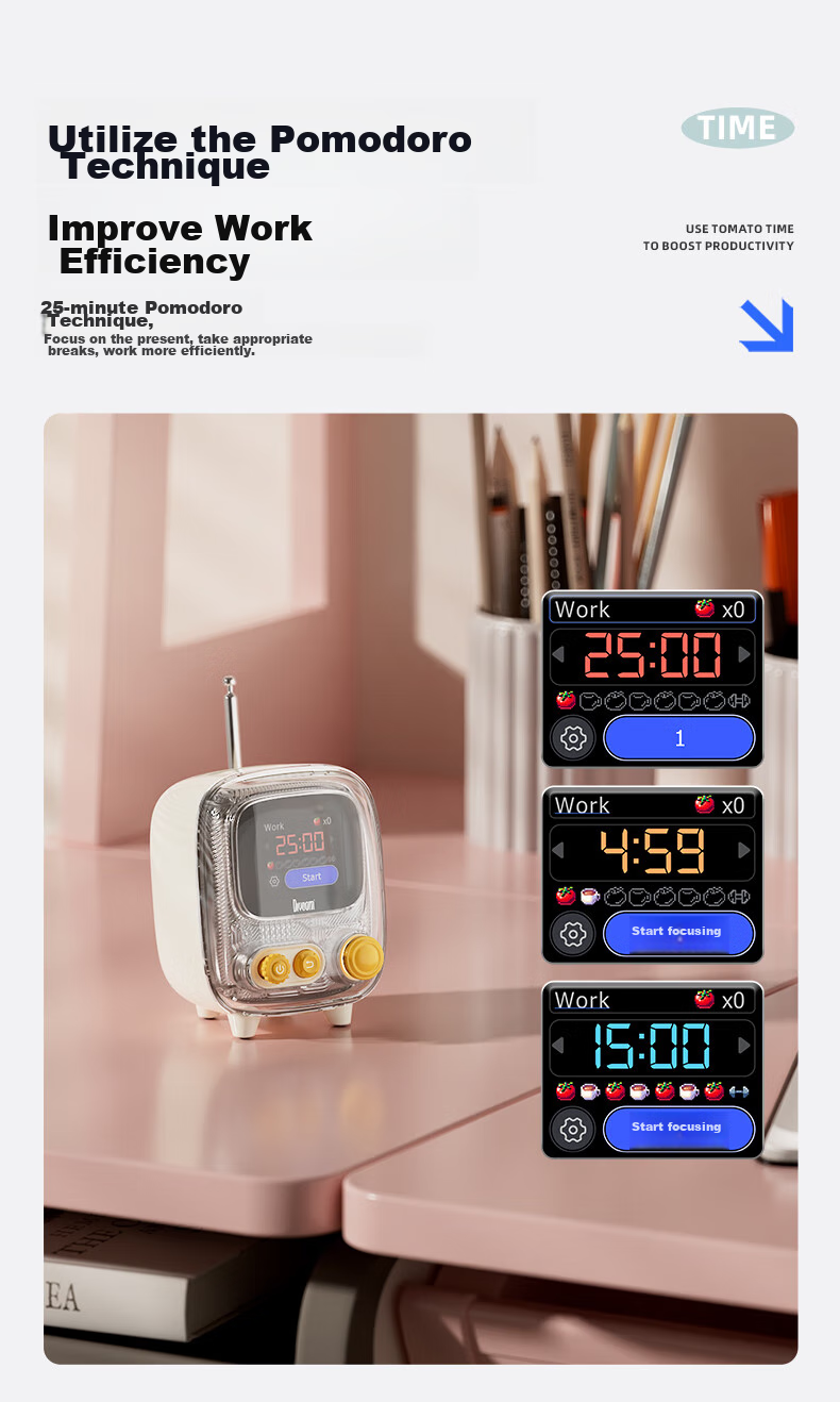 Divoom Bluetooth Speaker with Lyrics Album, Retro Mini TV, Desktop Electronic Photo Frame, Portable Mini Speaker, Bedside Sleep Aid with White Noise Alarm Clock, Radio, Multifunctional Gift 8