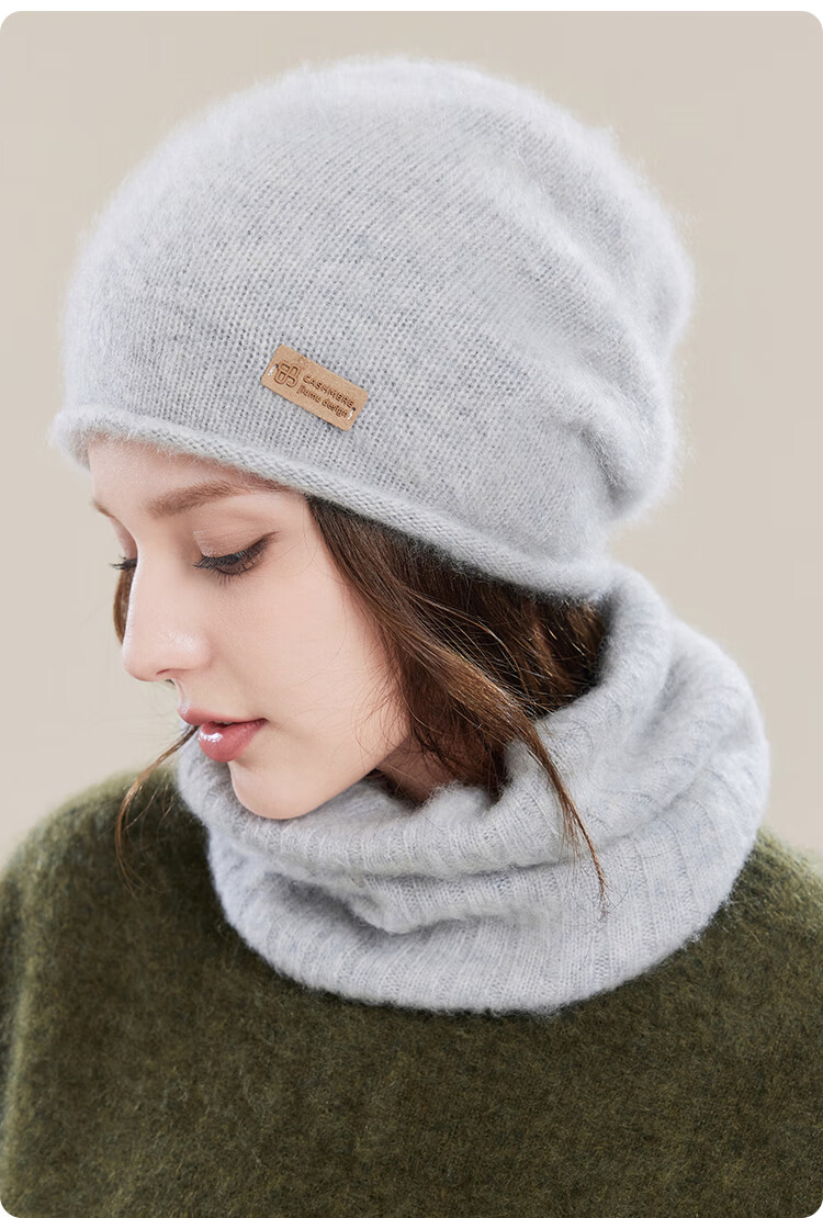 JIUMU Pure Cashmere Warm Knitted Beanie Hat, Cold-Proof Cap for Autumn And Winter, Slouchy Hat, Outdoor Winter Cap, Cold-Resistant Hat for Wome 19