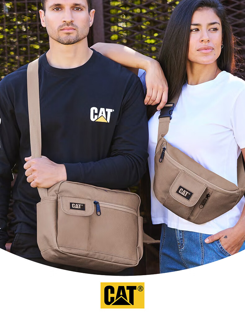 CAT Messenger Bag, Single Shoulder Crossbody Bag, 13-Inch IPad Bag, Commuter Outdoor Multi-Pocket Trendy Large Capacity, Black, 84557 2