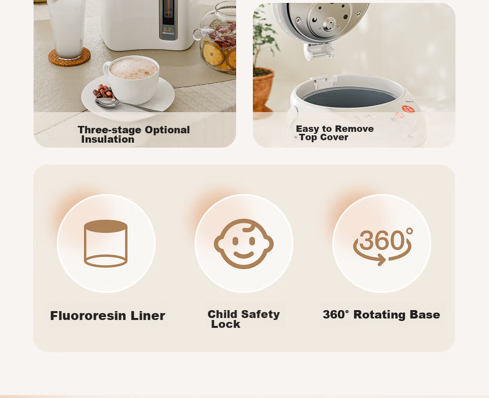 TIGER Electric Kettle, Smart Timer with 3 Temperature Settings, Anti-Drip Electric Kettle PDH-A22C 2.2L Electric Kettle Camel Color CU 4