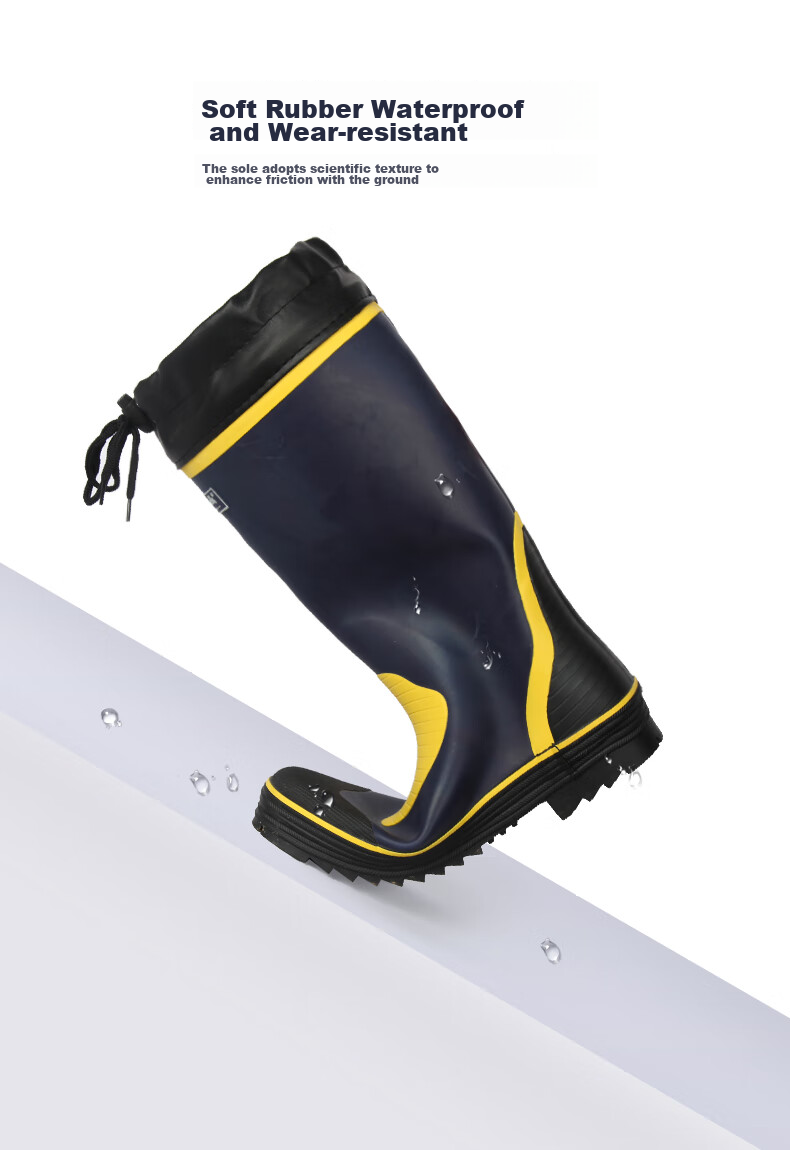 Jolly Walk Water Boots, Rain Boots for Men, High-Top Waterproof Shoes, Long Fishing Boots, Car Washing Waterproof Overshoes, Rubber Shoes JW211 Blue And Yellow 41 4