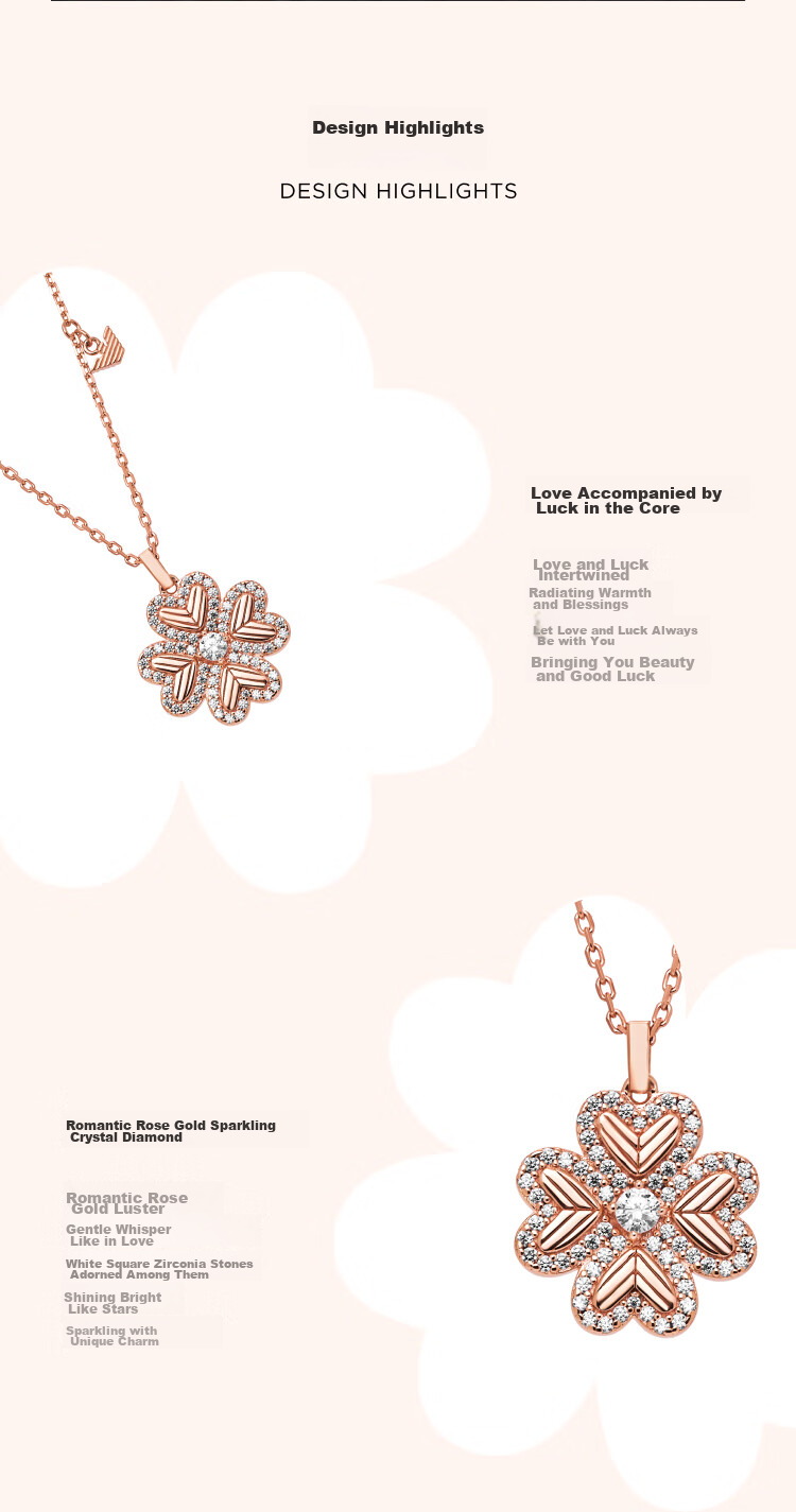EMPORIO ARMANI Women's Necklace Lucky Heart Four-Leaf Clover Necklace Birthday Gift for Girlfriend EG3609221 3