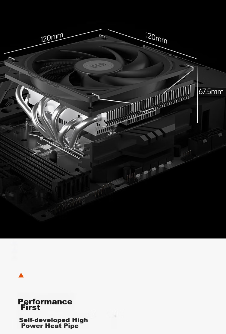 PCCOOLER RC600-67 ITX Air-Cooled CPU Cooler (Bottom Pressure/67mm Height/6 Heat Pipes/12cm Fan/Copper Base Reflow Solder Nickel-Plated/Supports AM5 1700) 3