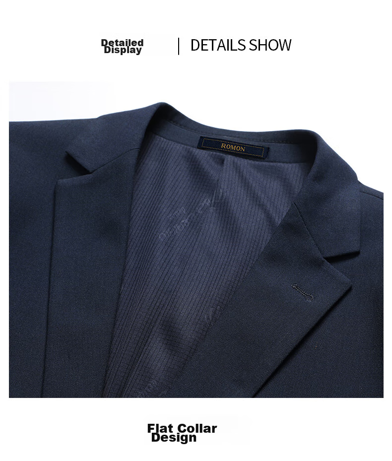ROMON Men's Suit Set, All-Season Slim Fit Professional Formal Wear, Elastic Blazer for Business And Wedding Attire 14