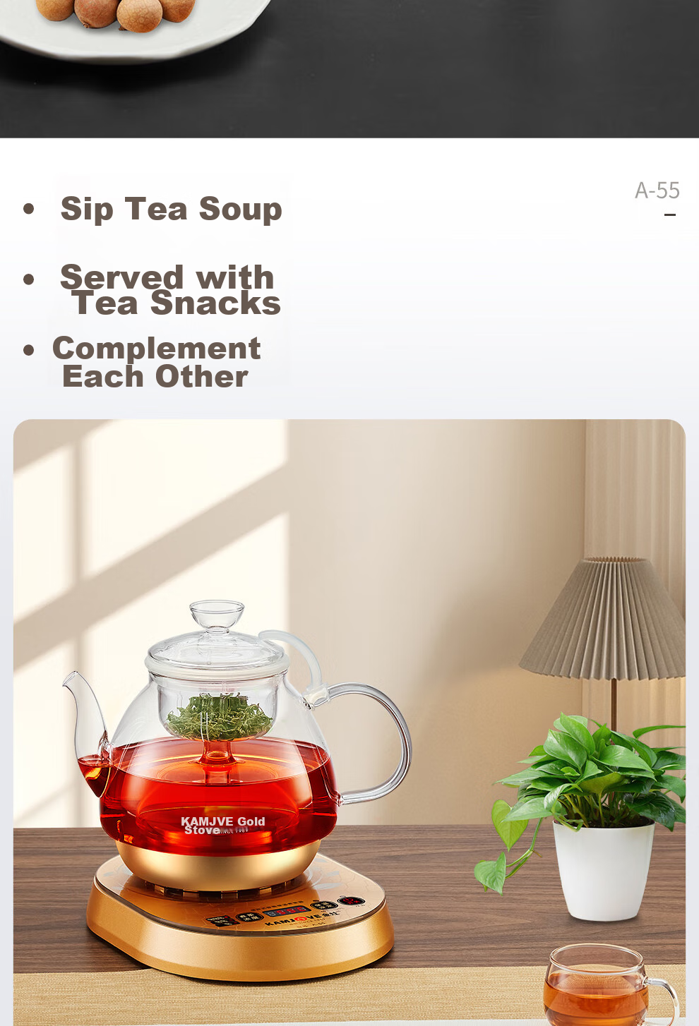 KAMJOVE Hot Press Spray Tea Maker, Teapot for Brewing Tea, Tea Set, 0.8L Glass Health-Preserving Tea Pot, A-96 17