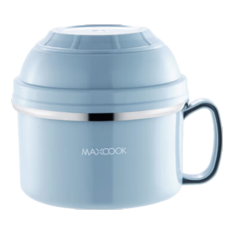 MAXCOOK 304 Stainless Steel Ramen Bowl, 15cm Plastic Steel Multi-Purpose Fast Food Cup, Student Lunch Box, Nordic Blue MCFT192