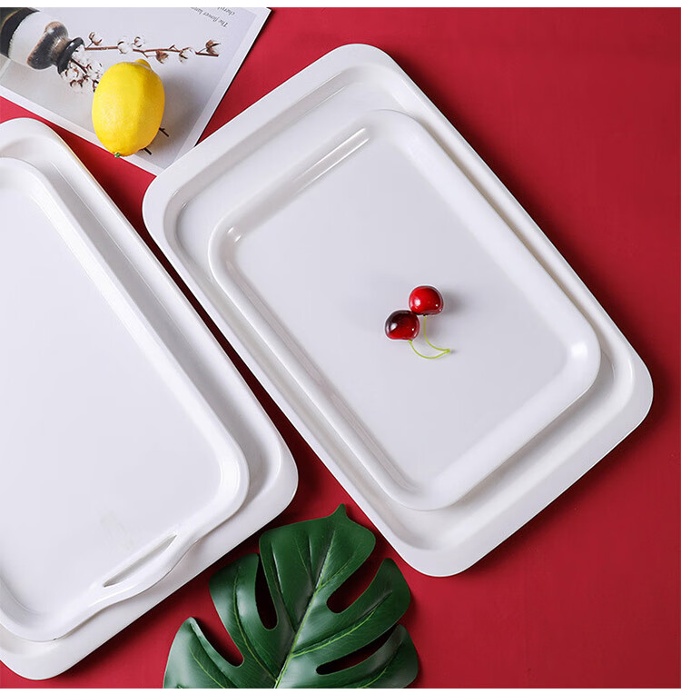 Quanshi A5 Melamine Tea Tray, Plastic Rectangular Tray, Fruit Plate, Food Tray, Canteen Meal Plate, Serving Dish, Large Size 10