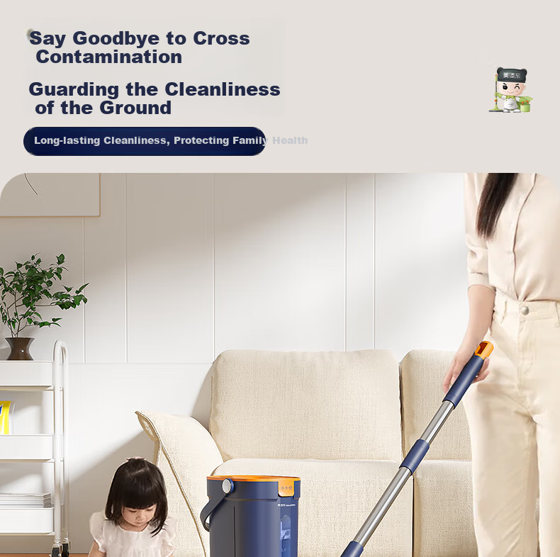 HoMettler Clean And Dirty Separation Flat Mop, 36cm Mop Head, 135cm Handle Length, Household All-In No Hand Washing Required, 2026 Model with Bucket 14
