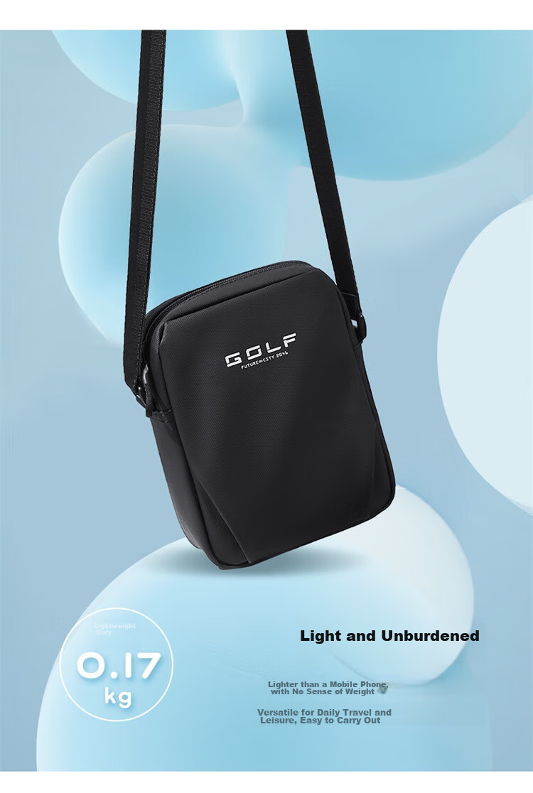 GOLF Shoulder Bag for Men, Casual Crossbody Bag, Lightweight Phone Pouch, Student Portable Small Messenger Bag, Water-Resistant Sports Bag for Me 7