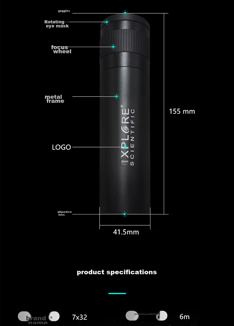EXPLORE SCIENTIFIC Single-Tube Telescope 7X32 Wide-Angle High Magnification High-Definition Night Vision Concert Professional Outdoor Portable 4