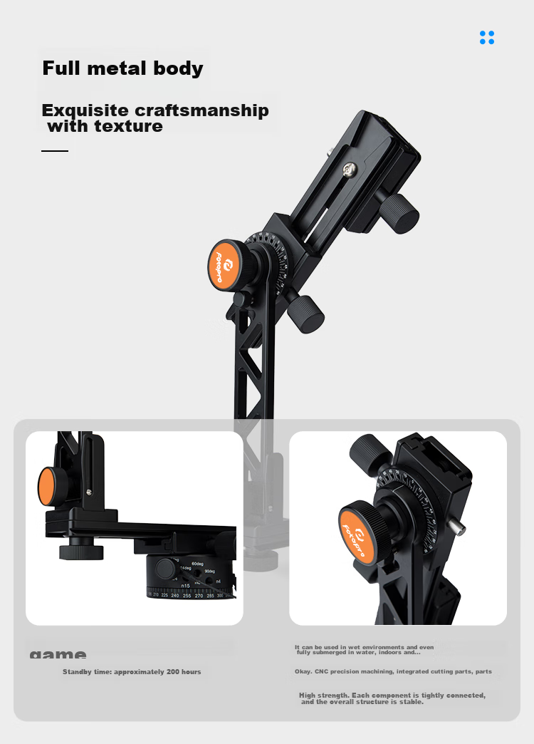 Fotopro WH-40 Digital Camera 720-Degree Professional VR Panoramic Gimbal, Black And Orange 14