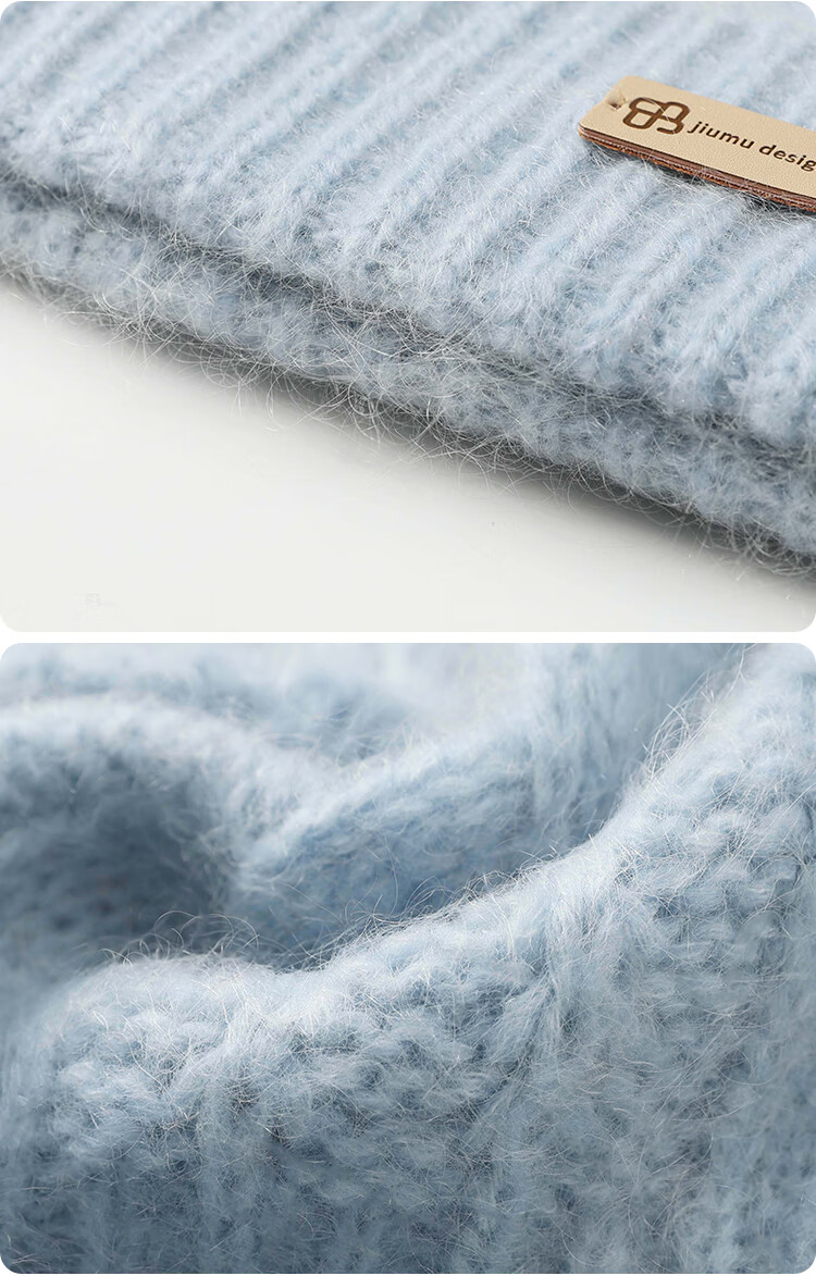 JIUMU Wool Warm Knit Hat, Autumn And Winter Sheepskin Knitted Hat, Cold Hat, Winter Hat, Outdoor Ear Protection Cold Cap for Wome 23