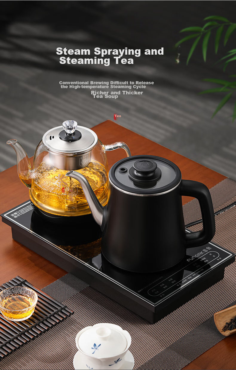 FUNORK Fully Automatic Electric Kettle with Water Inlet, Tea Table Kettle, Built-In Tea Table And Coffee Table Integrated Electric Teapot, Tea Brewing Set, Z08 Steaming Tea Model 10