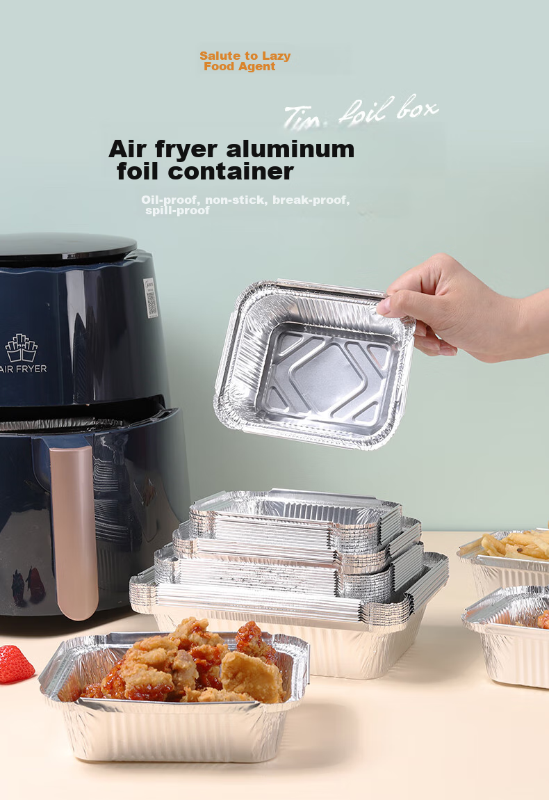 Faxilon Air Fryer And Oven-Specific Aluminum Foil Trays, 1100ml*20 Pieces, Disposable Rectangular Takeout Containers for Baking 1